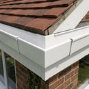 90° Aluminium Box Gutter Angle 135 x 100mm — RAL 9016 (in use)