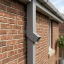 Flush Joint Aluminium Downpipe Bend 72x72mm — RAL 7037 / 112.5 Degrees (in use)