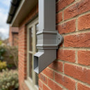 Traditional Aluminium Downpipe Shoe 72x72mm — RAL 7037 (in use)