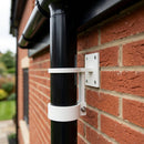 Adjustable Aluminium Pipe Clip 76mm Diameter — RAL 9010 (in use)