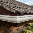 90° Aluminium Gutter Angle 130mm - Marine Grade — RAL 9010 (in use)