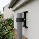 Adjustable Aluminium Pipe Clip 76mm Diameter — Textured Black (in use)