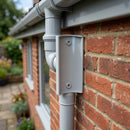 63mm Aluminium Downpipe Access Plate — RAL 7035 (in use)