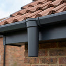 63mm Diameter Gutter Outlet Spigot Extender — RAL 7021 (in use)