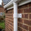 Aluminium Downpipe Clip 63mm Dia with 25mm Wall Offset — RAL 9016 (in use)