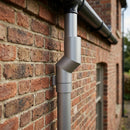 Flush Joint Aluminium Downpipe Bends 63mm Diameter — RAL 9006 / 92.5 Deg (in use)