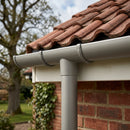 Half Round Aluminium Gutter Outlet 76mm – Marine Grade — RAL 7036 (in use)