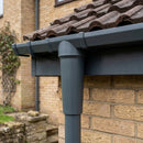 63mm Diameter Gutter Outlet Spigot Extender — RAL 7016 (in use)