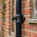 Traditional Downpipe Spare Socket 63mm Dia with Eared Fixings — Textured Black (in use)