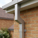 Flush Joint Aluminium Downpipe Bend 72x72mm — RAL 9006 / 112.5 Degrees (in use)