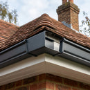 90° Aluminium Box Gutter Angle 135 x 100mm — RAL 7021 (in use)