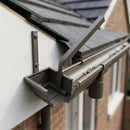 Moulded Ogee Gutter Side Rafter Bracket 125 x 100mm — RAL 7022 (in use)