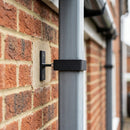 Adjustable Aluminium Pipe Clip 72×72mm – 30–100mm Offset — Textured Black (in use)