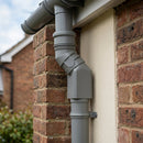 Traditional Adjustable Swanneck 76mm Dia Downpipe Connector — RAL 7037 (in use)