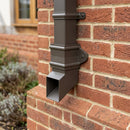Traditional Aluminium Downpipe Shoe 72x72mm — RAL 7022 (in use)