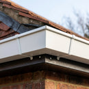 135° Aluminium Box Gutter Angle 135 x 100mm — RAL 9010 (in use)