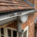 DeepFlow Aluminium Gutter Outlet 76mm Diameter 130mm — RAL 7036 (in use)