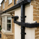 72x72mm Traditional Square Aluminium Downpipe Branches — RAL 7016 / 92.5 Degrees (in use)