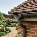 Deepflow Aluminium Gutter Outlet 63mm Dia – 130mm — RAL 7022 (in use)