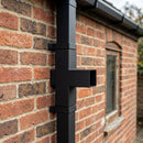 72x72mm Flush Joint Downpipe Branches — 92.5° & 112.5° — Textured Black / 92.5 Degrees (in use)