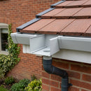 Aluminium Box Gutter Outlet 63mm Diameter 135 x 100mm — RAL 7035 (in use)