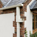 Flush Joint Aluminium Downpipe Bend 72x72mm — RAL 9016 / 92.5 Degrees (in use)