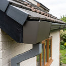 Aluminium Box Gutter Stop End 135 x 100mm — RAL 7022 (in use)
