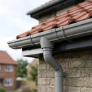 Moulded Ogee Gutter Outlet 76mm Diameter 125 x 100mm — RAL 7037 (in use)