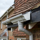 Moulded Ogee Gutter Outlet 63mm Dia, 125 x 100mm — RAL 7035 (in use)