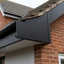 Aluminium Fascia Board Sample — Textured Black / 'U' Return (in use)