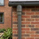 63mm Outlet to Downpipe Length Connector — RAL 7022 (in use)