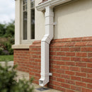 Flush Joint Adjustable Swanneck 72x72mm Aluminium Downpipe — RAL 9010 (in use)
