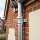 Traditional Downpipe Spare Socket 63mm Dia with Eared Fixings — RAL 9006 (in use)