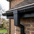 Aluminium Gutter Outlet Spigot Extender 72×72mm — Textured Black (in use)