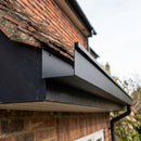 Aluminium Box Gutter Sample — 150mm Profile — Textured Black (in use)