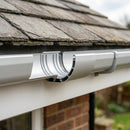Deepflow Aluminium Gutter Jointer 130mm Marine Grade — RAL 9006 (in use)