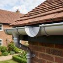 Half Round Aluminium Gutter Jointer 125mm Marine Grade — RAL 9006 (in use)