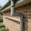 76mm Diameter Flush Joint Aluminium Downpipe Bends — RAL 7036 / 92.5 Deg (in use)