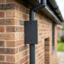 Aluminium Downpipe Access Plate 72x72mm — RAL 7021 (in use)