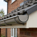 Half Round Aluminium Gutter Stop End - 125mm — RAL 7036 (in use)