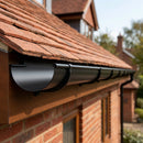 Half Round Aluminium Gutter 125mm x 3m Marine Grade — RAL 9005 (in use)