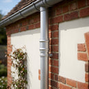 76mm Traditional Aluminium Downpipe Socket Non-Eared Spare — RAL 9006 (in use)