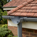 DeepFlow Aluminium Gutter Outlet 76mm Diameter 130mm — RAL 7037 (in use)