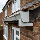 90° Aluminium Box Gutter Angle 135 x 100mm — RAL 7035 (in use)