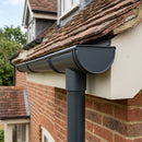 DeepFlow Aluminium Gutter Outlet 76mm Diameter 130mm — RAL 7016 (in use)