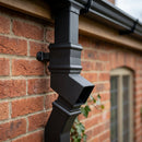 Traditional Aluminium Downpipe Bends 72x72mm – 92.5° & 112.5° — RAL 7021 / 112.5 Degrees (in use)