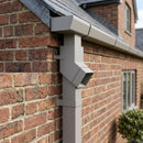 Flush Joint Aluminium Downpipe Bend 72x72mm — RAL 7036 / 112.5 Degrees (in use)
