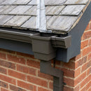Aluminium Gutter Outlet Spigot Extender 72×72mm — RAL 7022 (in use)