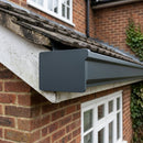 Aluminium Box Gutter Stop End 135 x 100mm — RAL 7016 (in use)