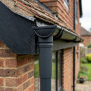 76mm Aluminium Gutter Outlet Spigot Extender — RAL 7021 (in use)